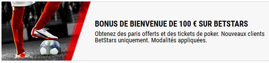 Bonus BetStars : jusqu'à 100€ de bonus offerts