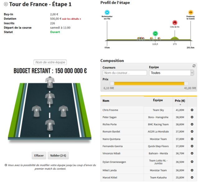 Jeu de l'entraineur Tour de France