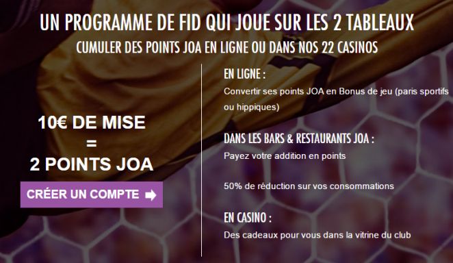 Joa Club le programme de fidélité du bookmaker