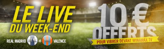 Live du weekend Winamax 10€ offerts