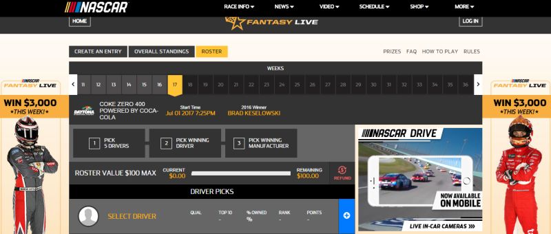 Nascar Fantasy Game