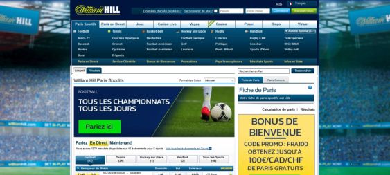 Paris sportifs William Hill