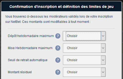 limites de jeu Netbet pour paris sportifs